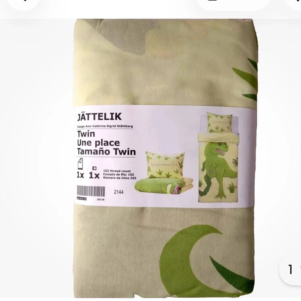 IKEA JÄTTELIK Twin Duvet Cover - Green Dinosaur